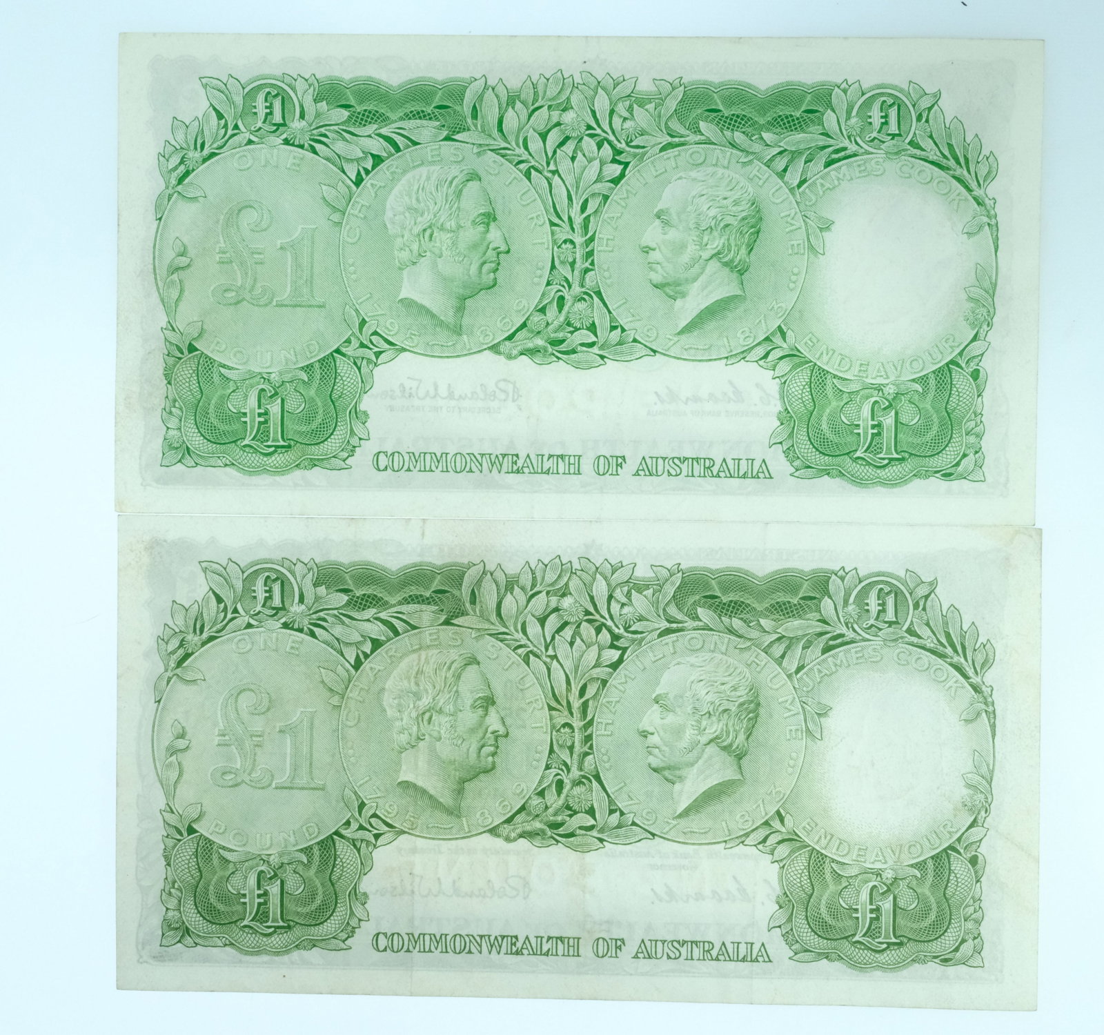 Australia 'Coombs - Wilson' C o A £1 (1953) & Reserve £1 (1961, Crisp Very Fine or better  - 2