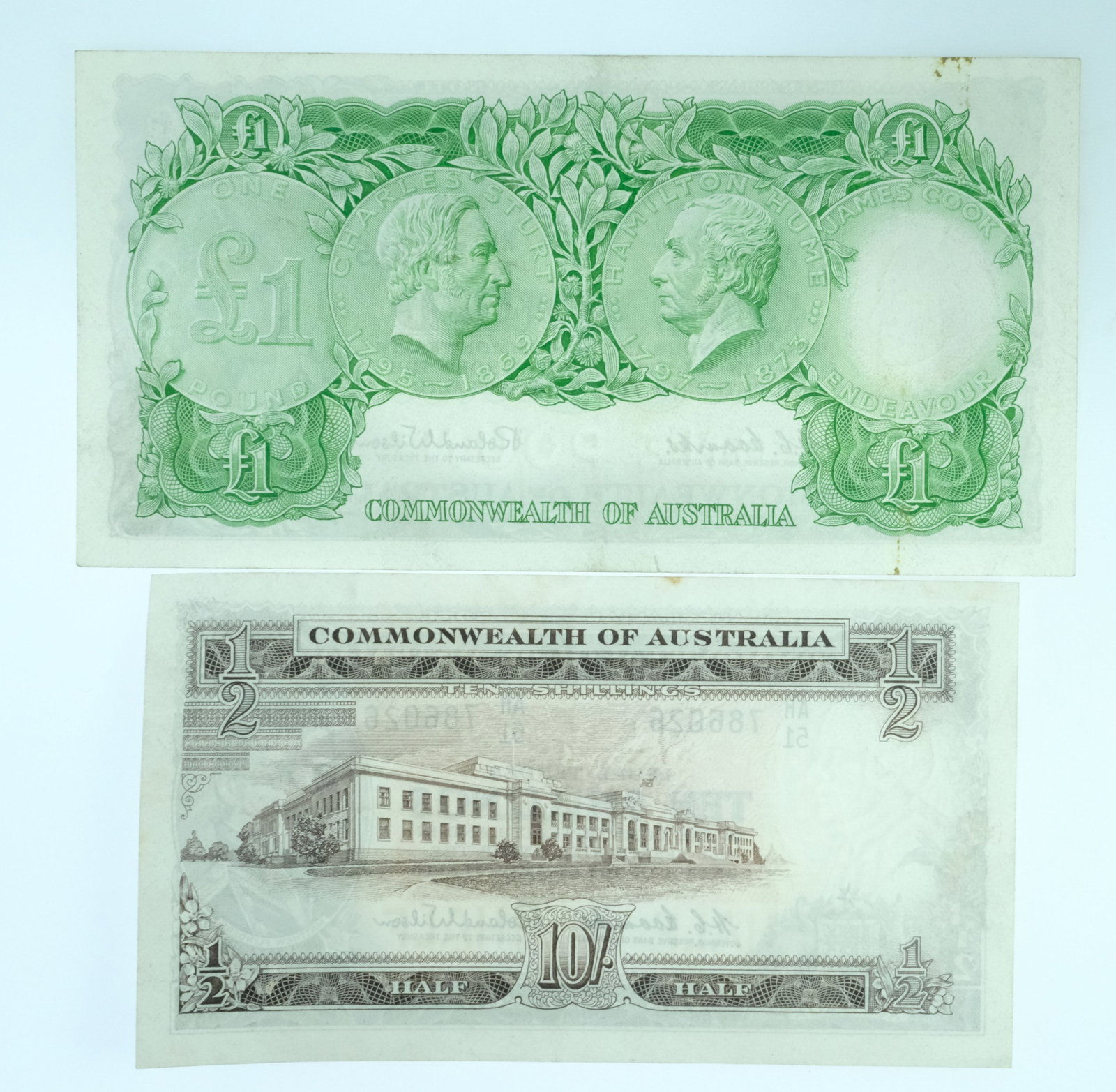 Australia 'Coombs - Wilson' Reserve 10/- & £1 (1961), Crisp good Very Fine OPQ or better (2 not - 2