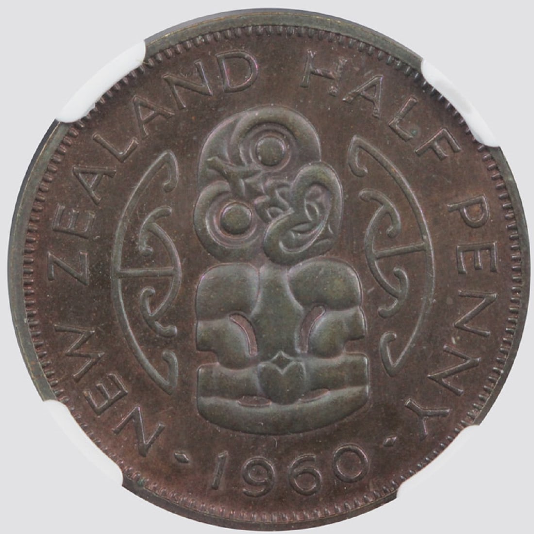 New Zealand 1960 Proof Halfpenny, NGC PF 65 BN (Pop 1) - 2