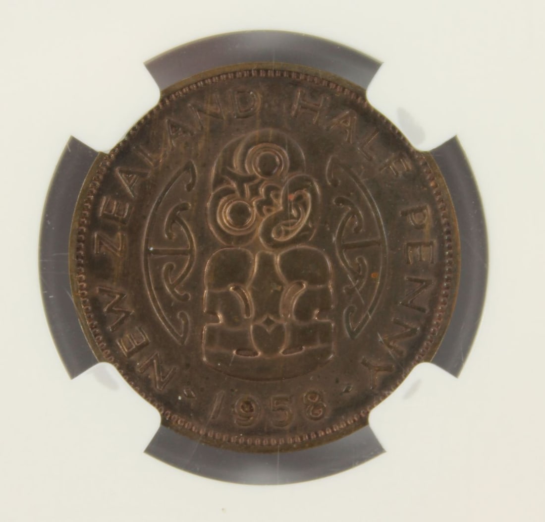 New Zealand 1958 Proof Halfpenny, NGC PF63 RB (Pop 2) - 2