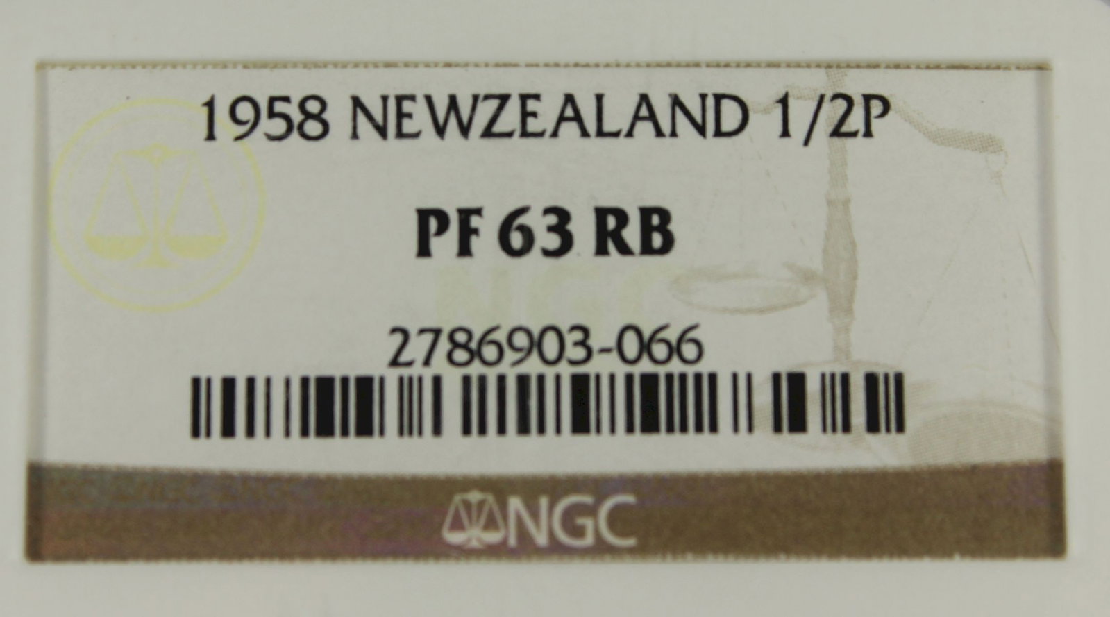 New Zealand 1958 Proof Halfpenny, NGC PF63 RB (Pop 2) - 3