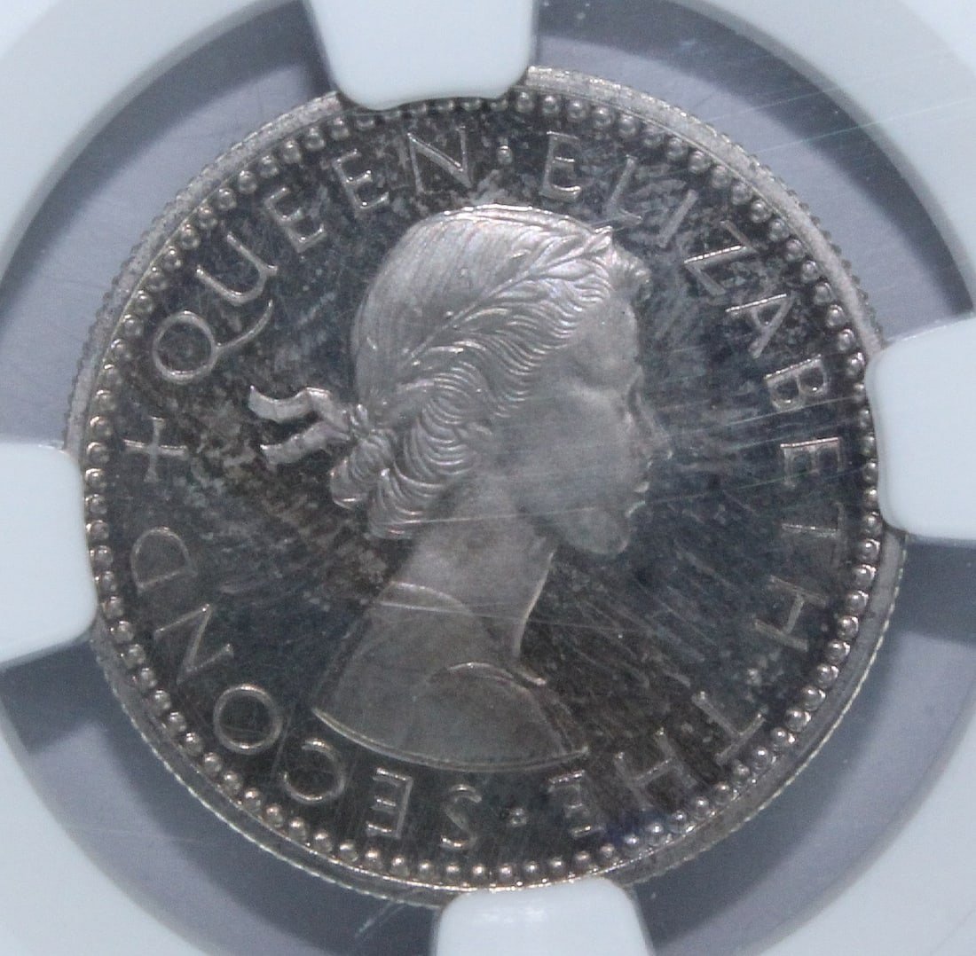 New Zealand 1956 Proof Sixpence, NGC PF66 Cameo (Pop 1) - 2