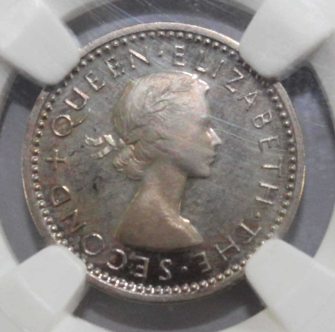 New Zealand 1955 Proof Threepence, NGC PF66 (Pop 1) - 2
