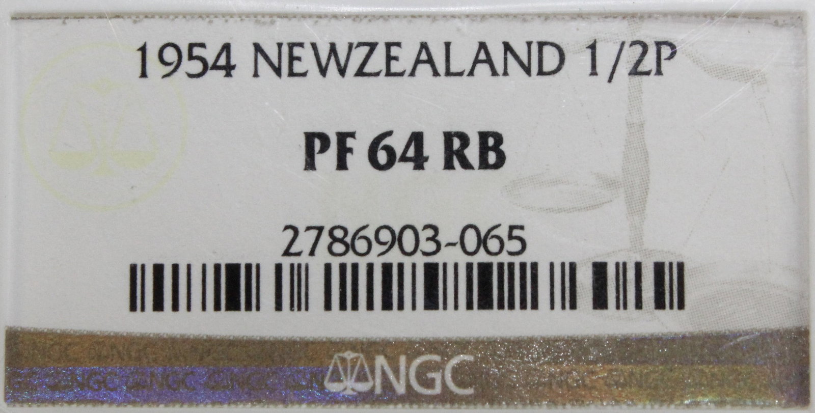 New Zealand 1954 Proof Halfpenny, NGC PF64 RB (Pop 1) - 3