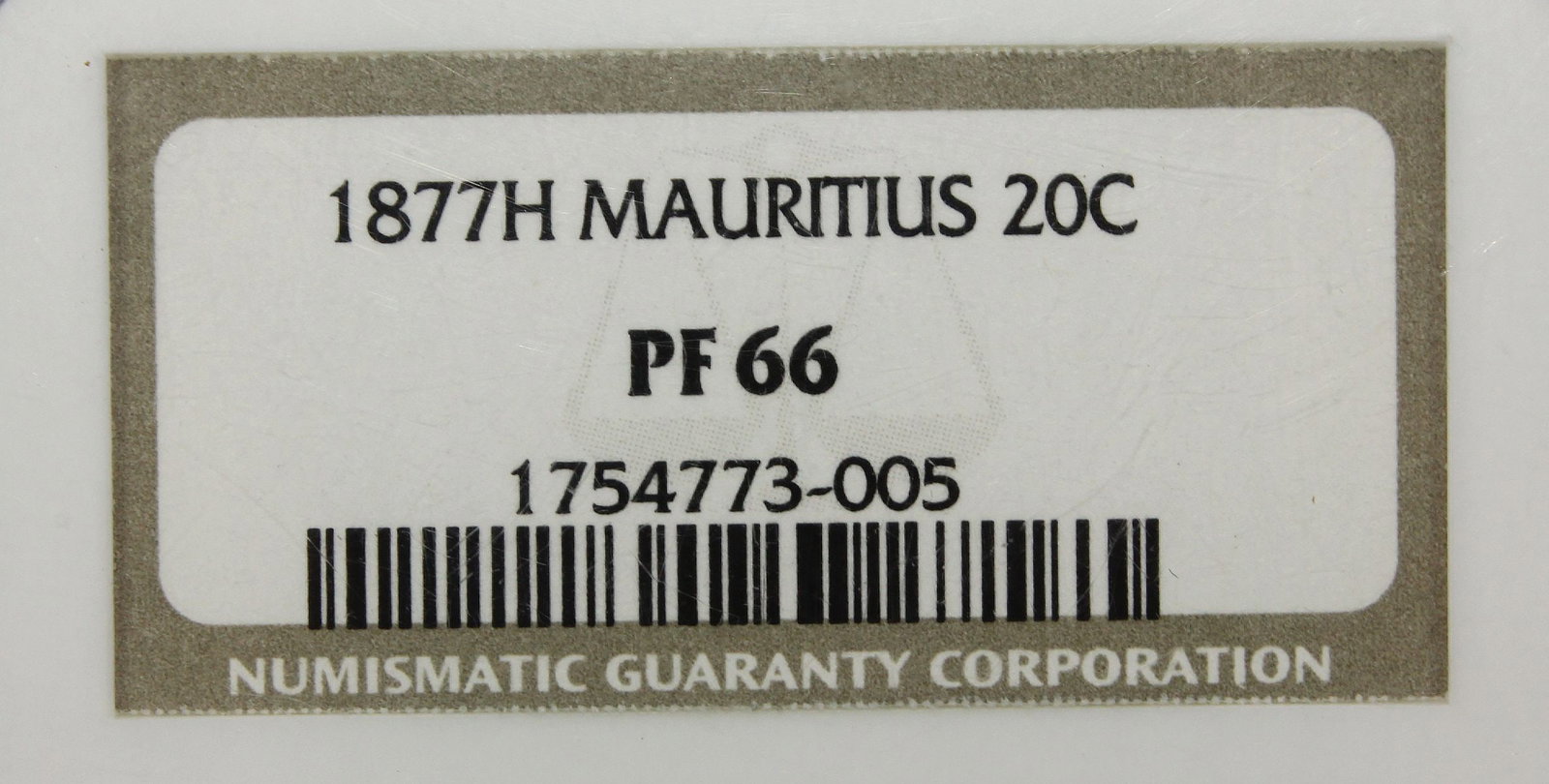 Mauritius 1877 H 20 Cent, NGC PF66 (Pop 5) - 3