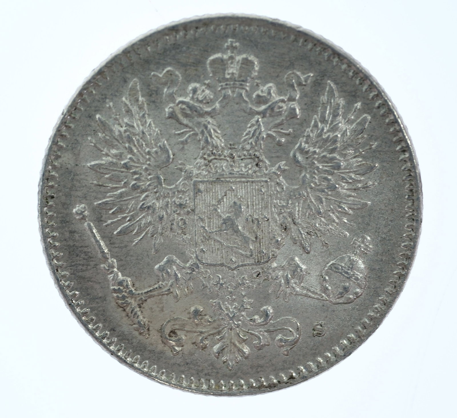 Finland (under Russia) 1916 S Silver (750) 50 Pennia, near Gem Uncirculated - 2