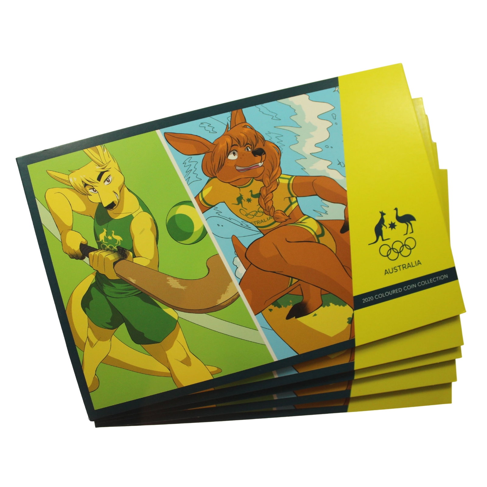 Australia 2020 'Unleash the Spirit' Coloured Al-Br $2 Collection (5 sets of 5 coins): In Commemorative Folder Medium Coins, Monies & Stamps Exhibited Coins, Australia & New Zealand