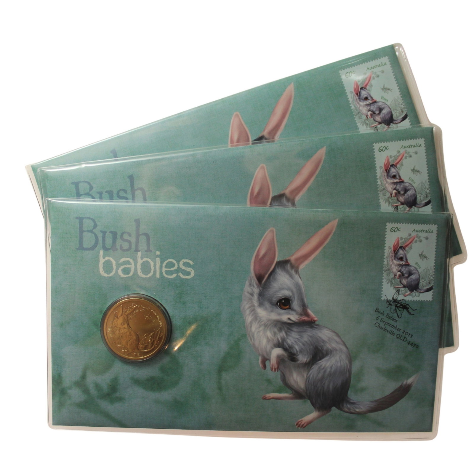 Australia 2011 'Bush Babies - Bilby' $1 Coin & Stamp PNC (3 items): Perth Mint Medium Coins, Monies & Stamps Exhibited Coins, Australia & New Zealand