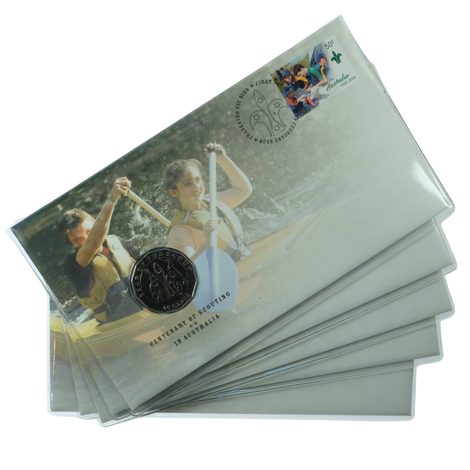 Australia 2008 'Centenary of Scouts' Cu-Ni 50c Coin & Stamp PNC (5 items): RAM Issue Medium Coins, Monies & Stamps Exhibited Coins, Australia & New Zealand