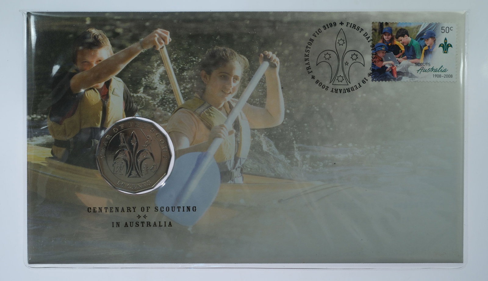 Australia 2008 'Centenary of Scouts' Cu-Ni 50c Coin & Stamp PNC (5 items) - 2