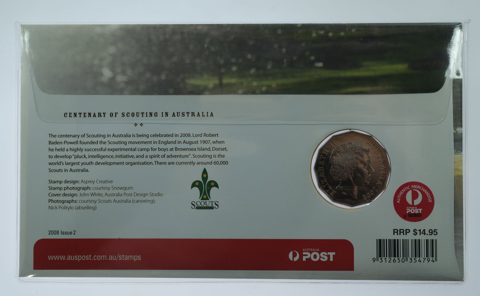 Australia 2008 'Centenary of Scouts' Cu-Ni 50c Coin & Stamp PNC (5 items) - 3