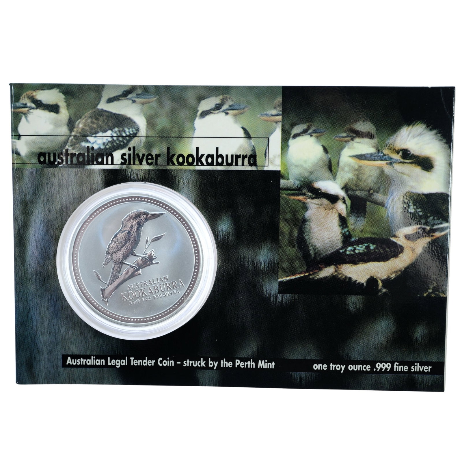 Australia 2003 Silver (999) Kookaburra $1, Frosted Uncirculated: Unofficial Card Size ASW Troy oz