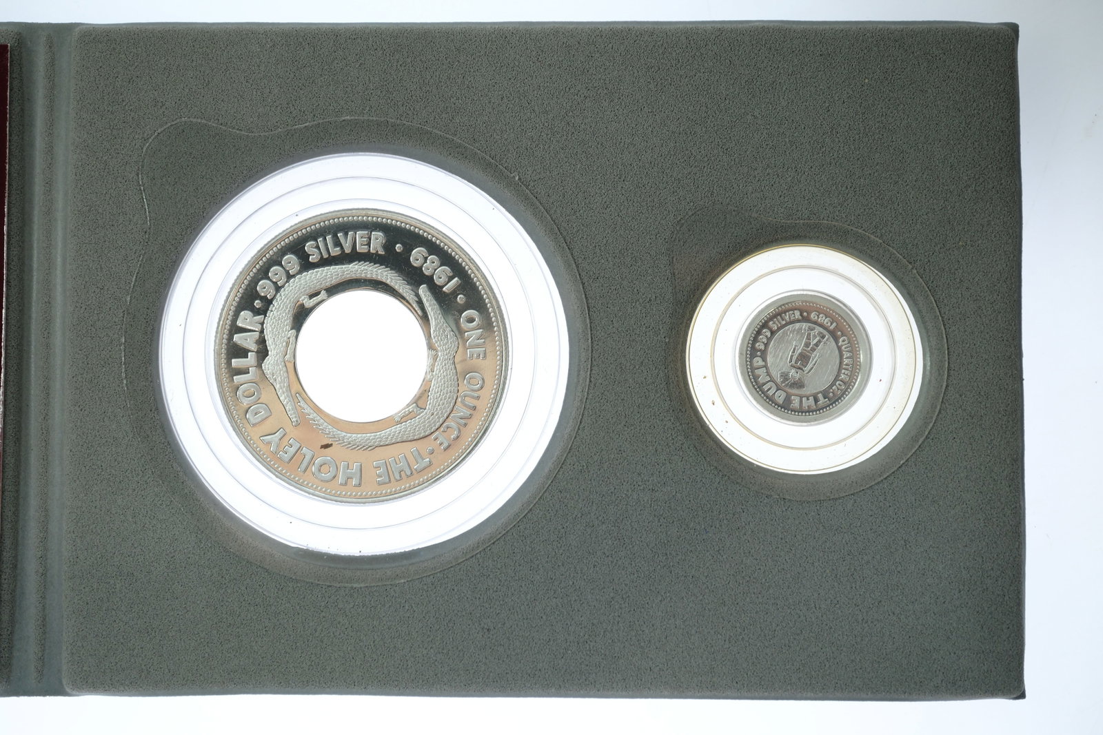Australia 1989 'Holey Dollar and Dump' Proof Silver (999) $1 & 25c ,FDC: As issued Size ASW 1.25 Troy oz