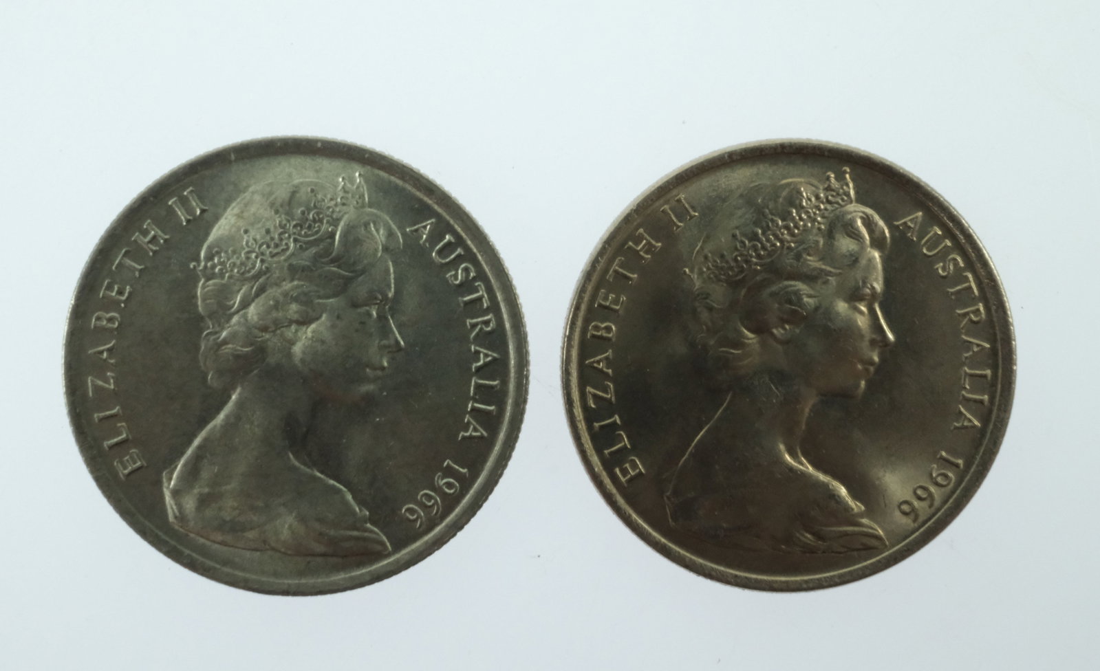 Australia 1966 (C) & (L) Five Cents, Choice Uncirculated (2 coins) - 2