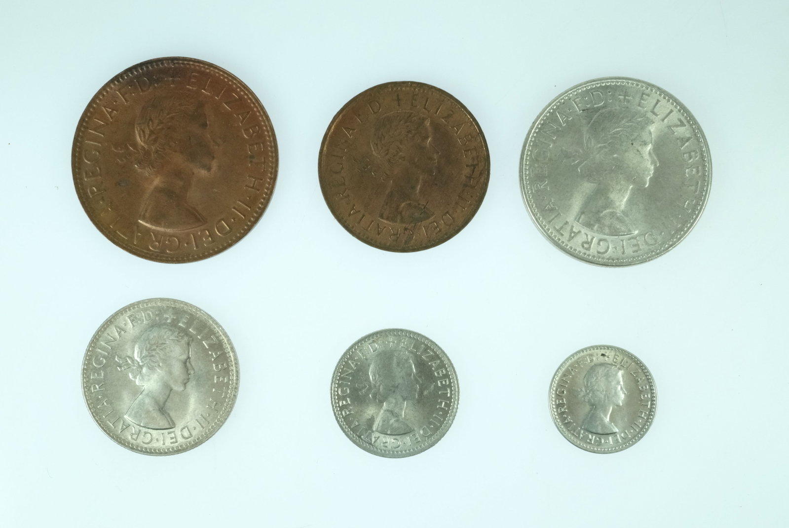 Australia 1962 Copper 1/2d, 1d & Silver (500) 3d, 6d, 1/-, 2/- Year Set, Uncirculated (6 Coins) - 2