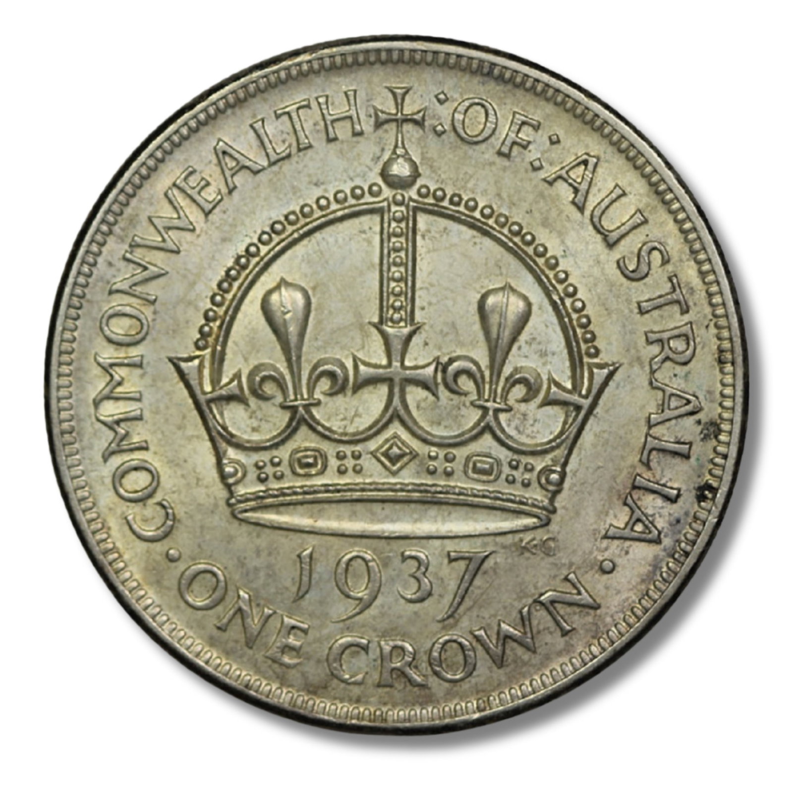 Australia 1937 Crown, Choice Uncirculated: George VI Size ASW 0.8410 Troy oz Medium Coins, Monies & Stamps Literature The 1937 Crown was initially struck to commemorate the coronation of George VI but that significance was diminished by th