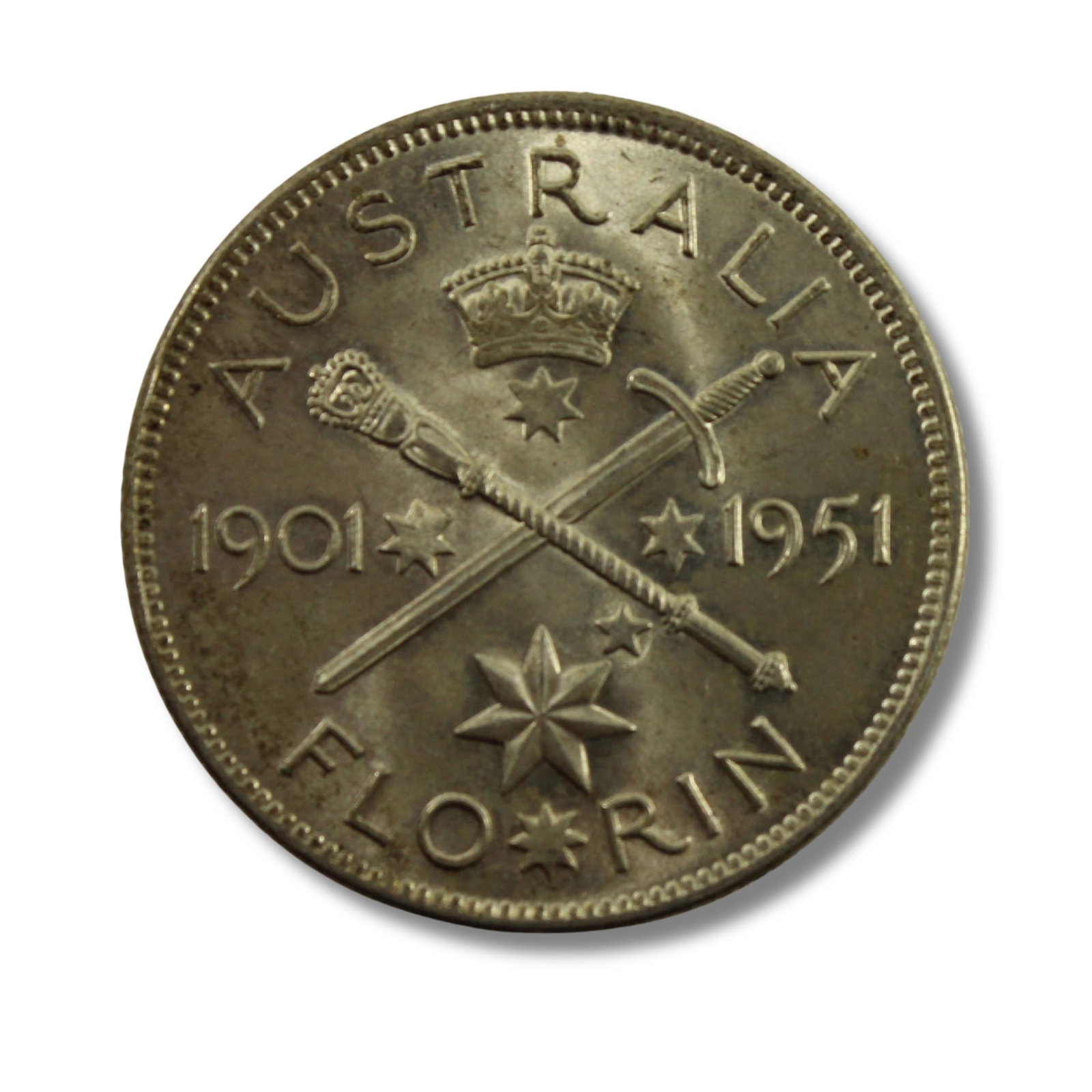 Australia 1951 'Jubilee' Florin, Brilliant Choice Uncirculated: 50 Year Commemoration of the Commonwealth of Australia Size ASW 0.1818 Troy oz Medium Coins, Monies & Stamps Exhibited Coins, Australia & New Zealand