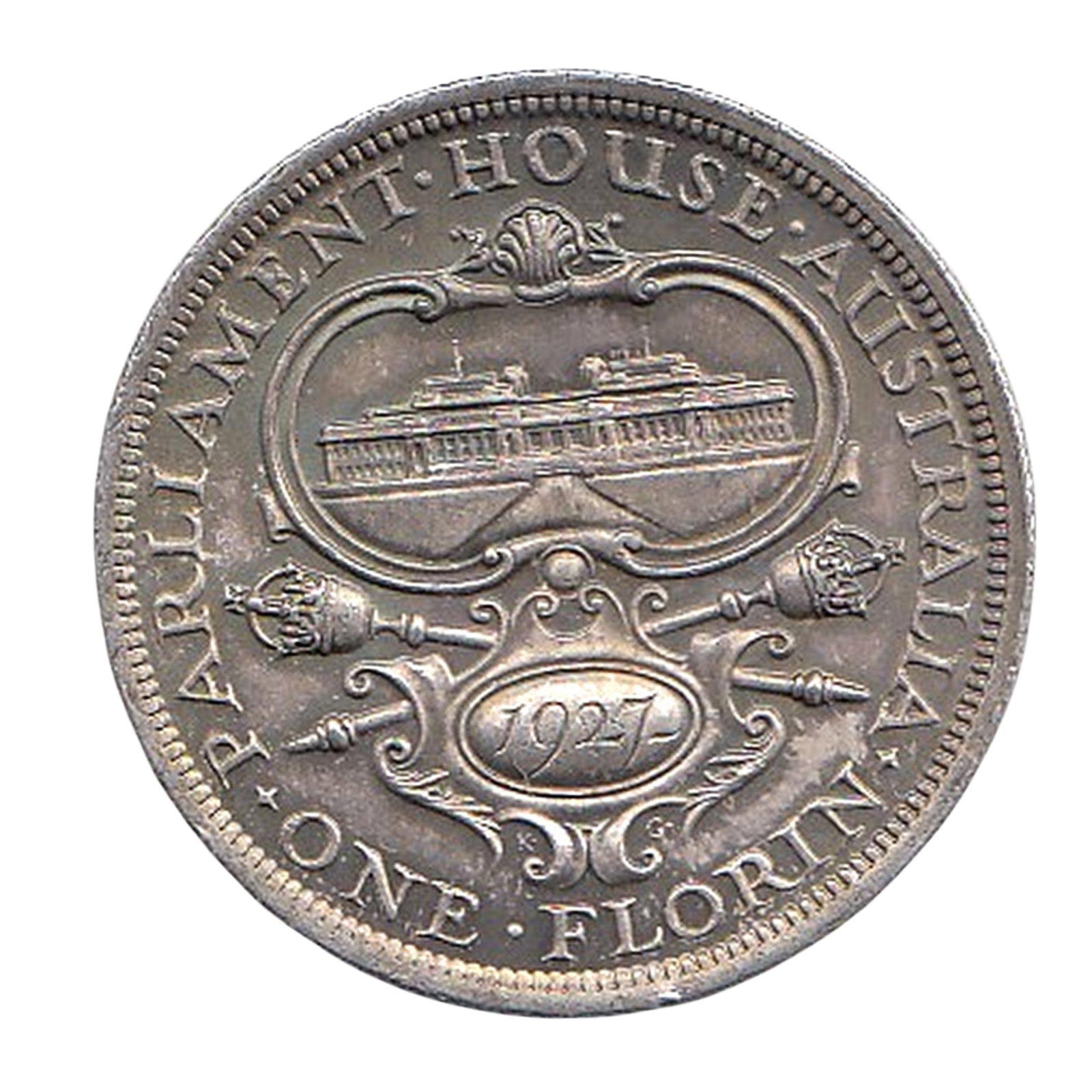 Australia 1927 'Canberra' Florin, Choice Uncirculated: Issued for the Opening of the First Parliament House in Canberra Size ASW 0.3363 Troy oz Condition Lightly toned Medium Coins, Australia & New Zealand Exhibited Coins, Monies & Stamps