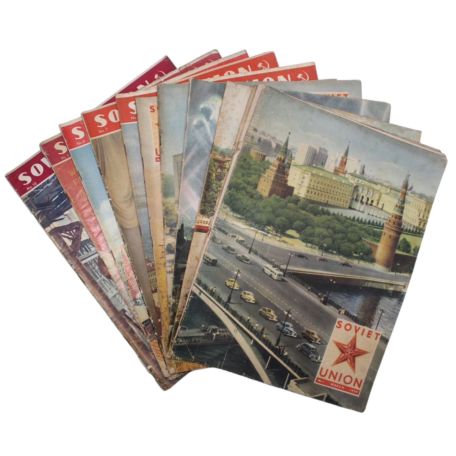 1950 Soviet Union Illustrated Monthly Magazines, Complete Year (10 items) (1 of 7)