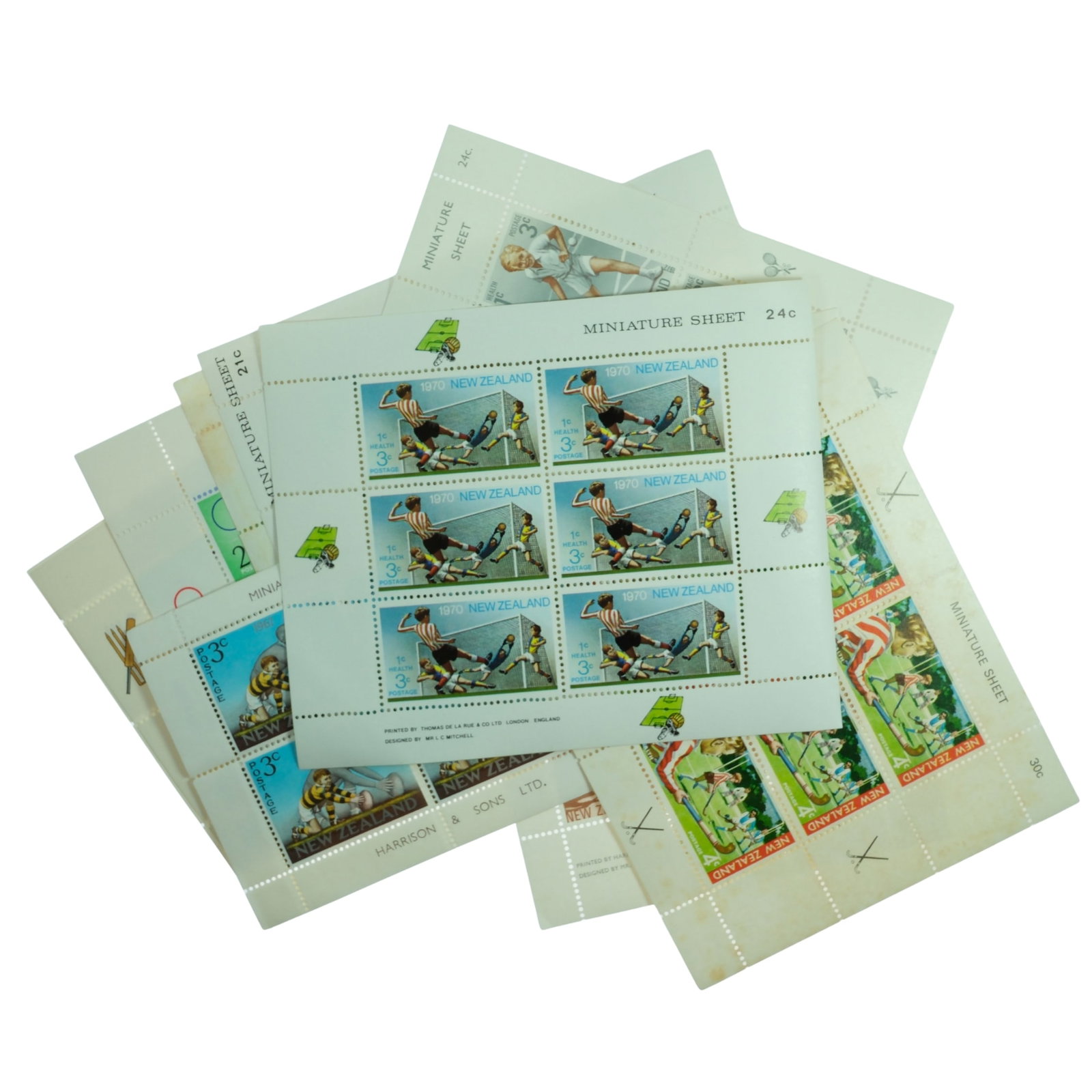 New Zealand 'Sports' Mini Sheets c.1960-1970s (12), Mint Condition: . Condition Rut evident to 2 Sheets Medium Coins, Monies & Stamps
