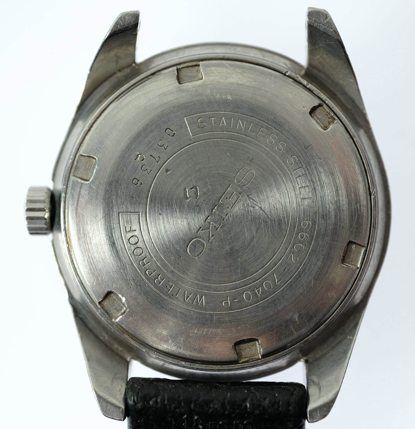 Vintage Men's Seiko 'Diashock' Wristwatch with Silver Case & Black Dial - 3