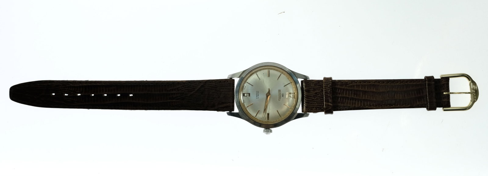 Vintage Men's RW Roamer 'Brevete' Wristwatch with Silver Case, Silver Dial & Gold Hands - 2