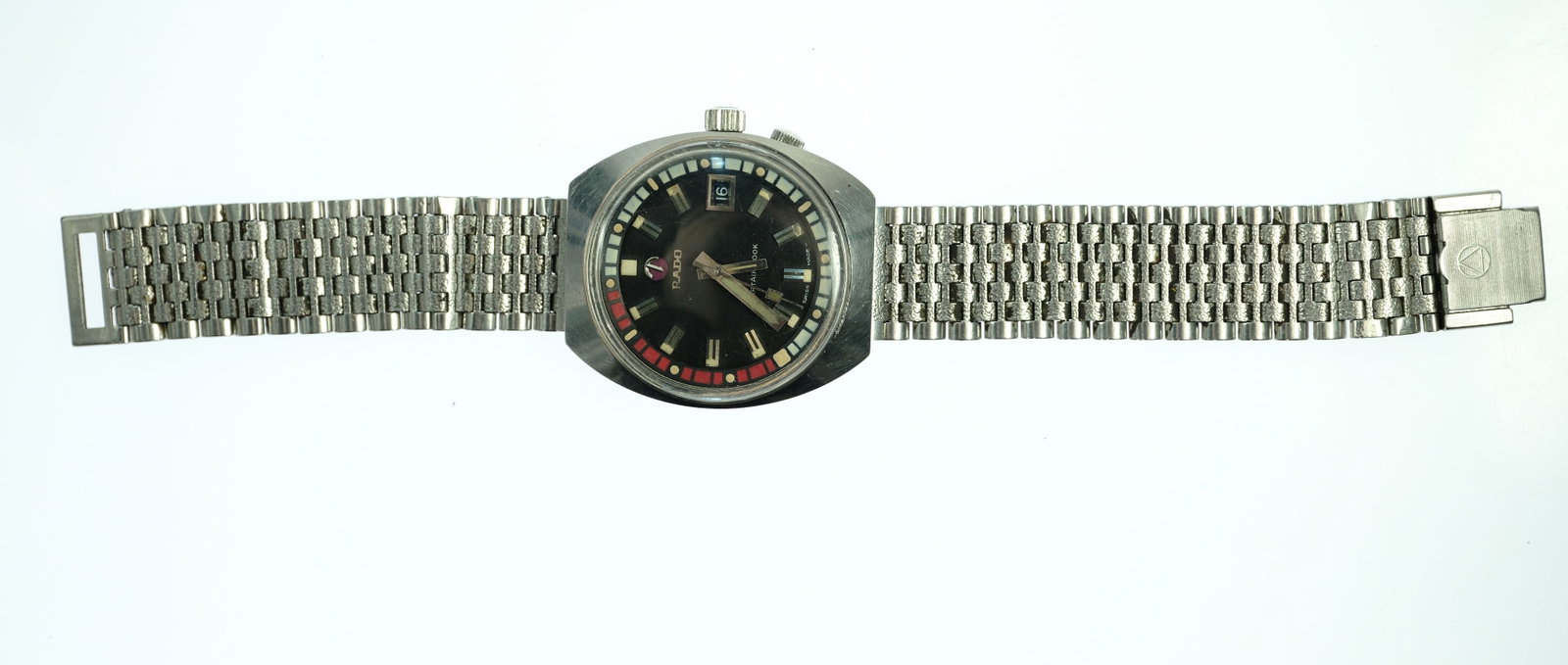 Vintage Men's Rado 'Captain Cook' Wristwatch with Silver Case & Black Dial - 2