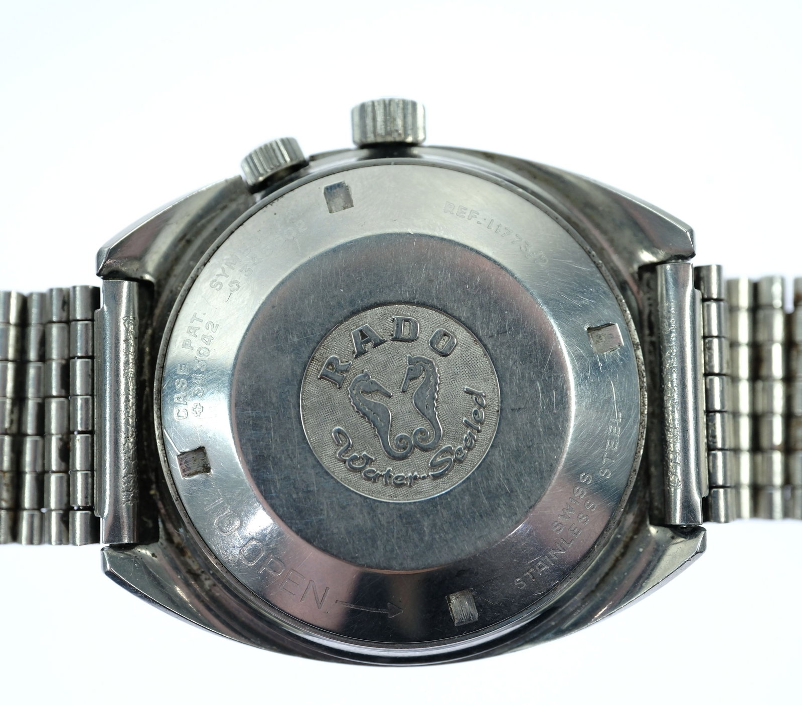 Vintage Men's Rado 'Captain Cook' Wristwatch with Silver Case & Black Dial - 4