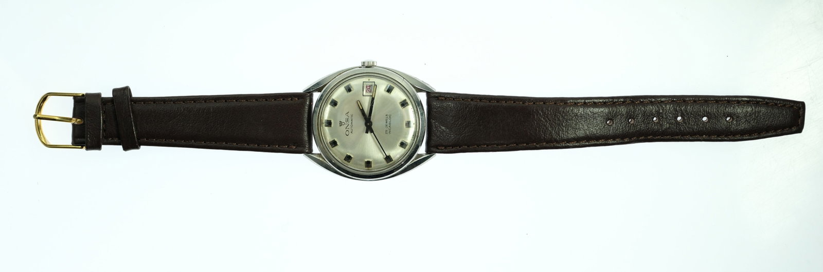 Vintage Men's Onsa Wristwatch with Silver Case & Dial - 2