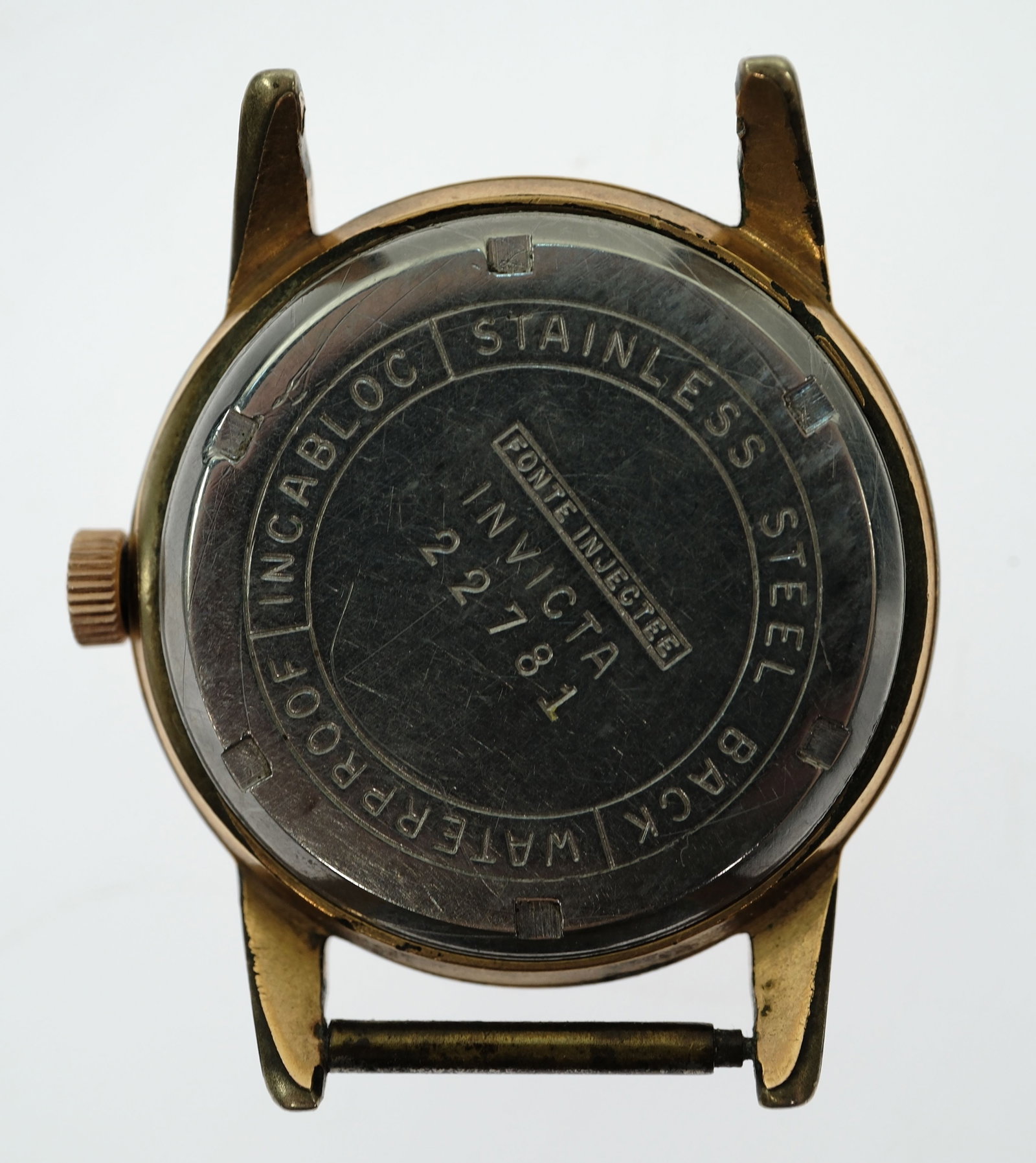Vintage Boy's Olymp(ic) 'Invicta' Wristwatch with Gold Case & Machine patterned Silver Dial - 2