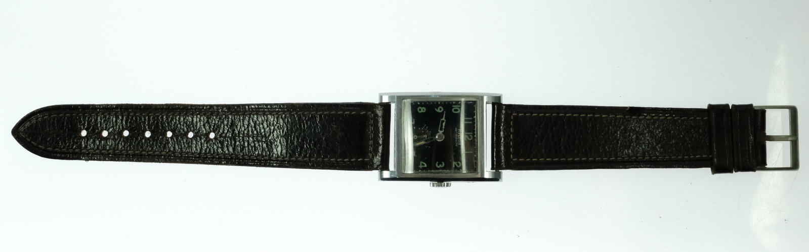 Vintage Men's Hylton Square Wristwatch with Silver Case & Black Dial - 2