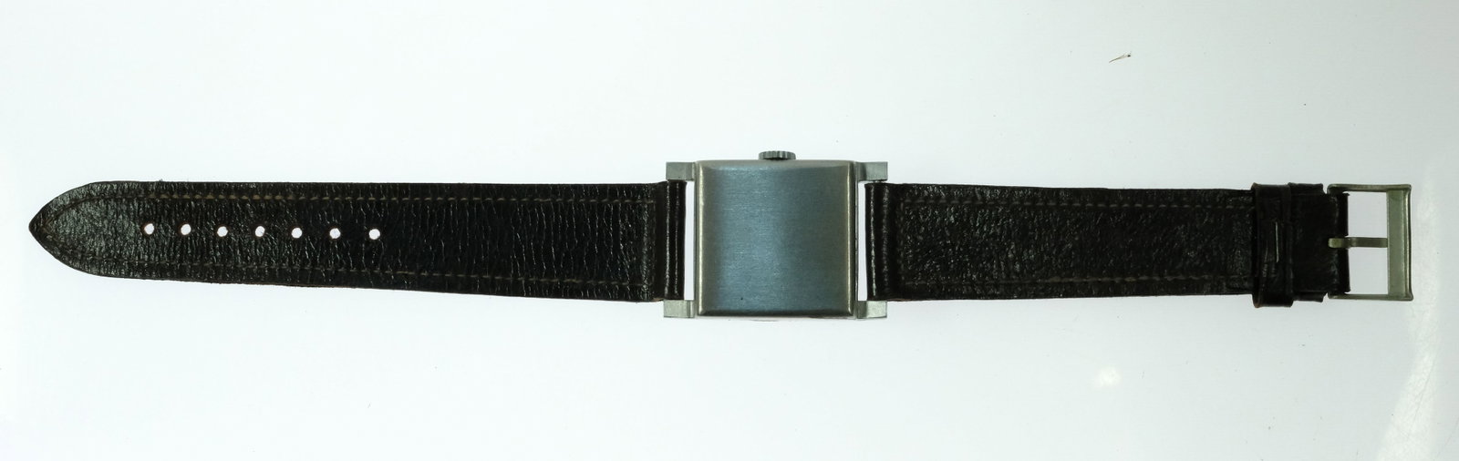 Vintage Men's Hylton Square Wristwatch with Silver Case & Black Dial - 3