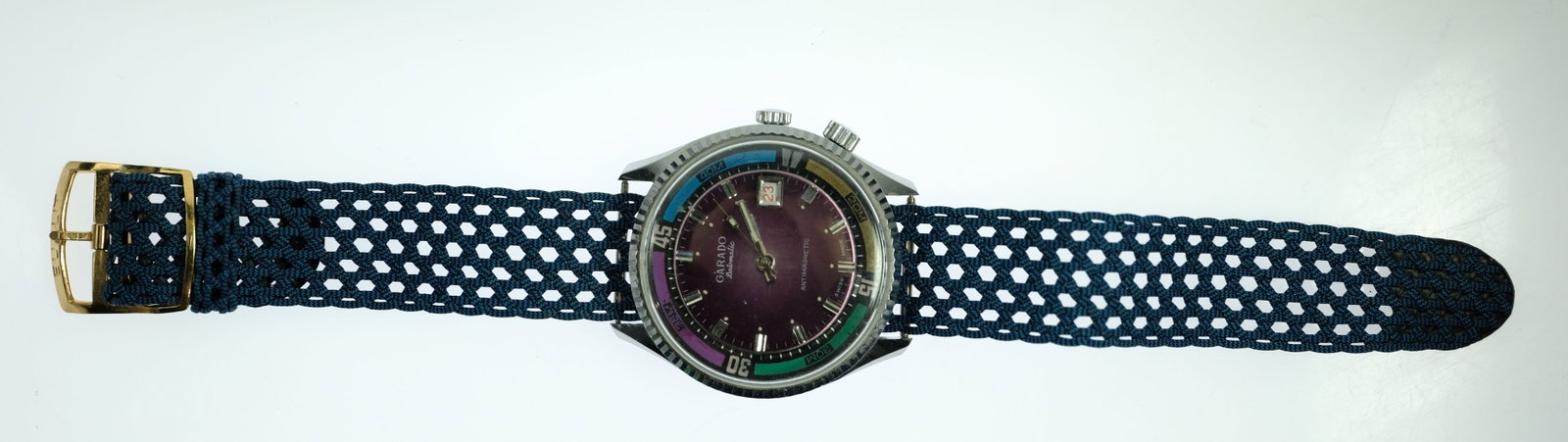 Vintage Men's Garado 'Datomatic' Diver Wristwatch with Multi-coloured Dial - 2