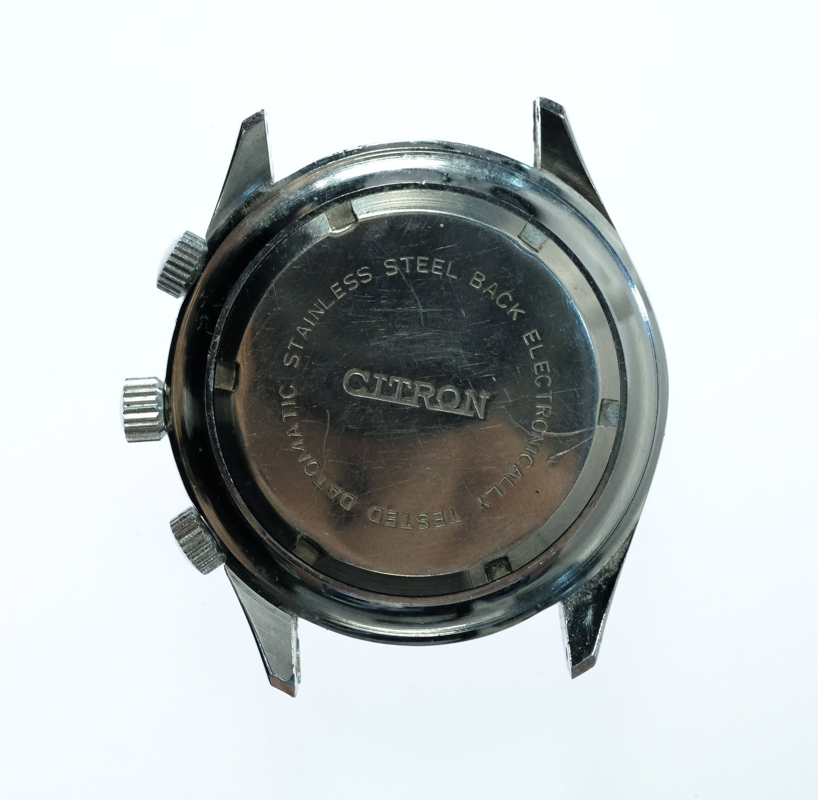 Vintage Men's Citron 'Datematic' Multi-function Silver Case Sports Watch with Blue Dial - 2