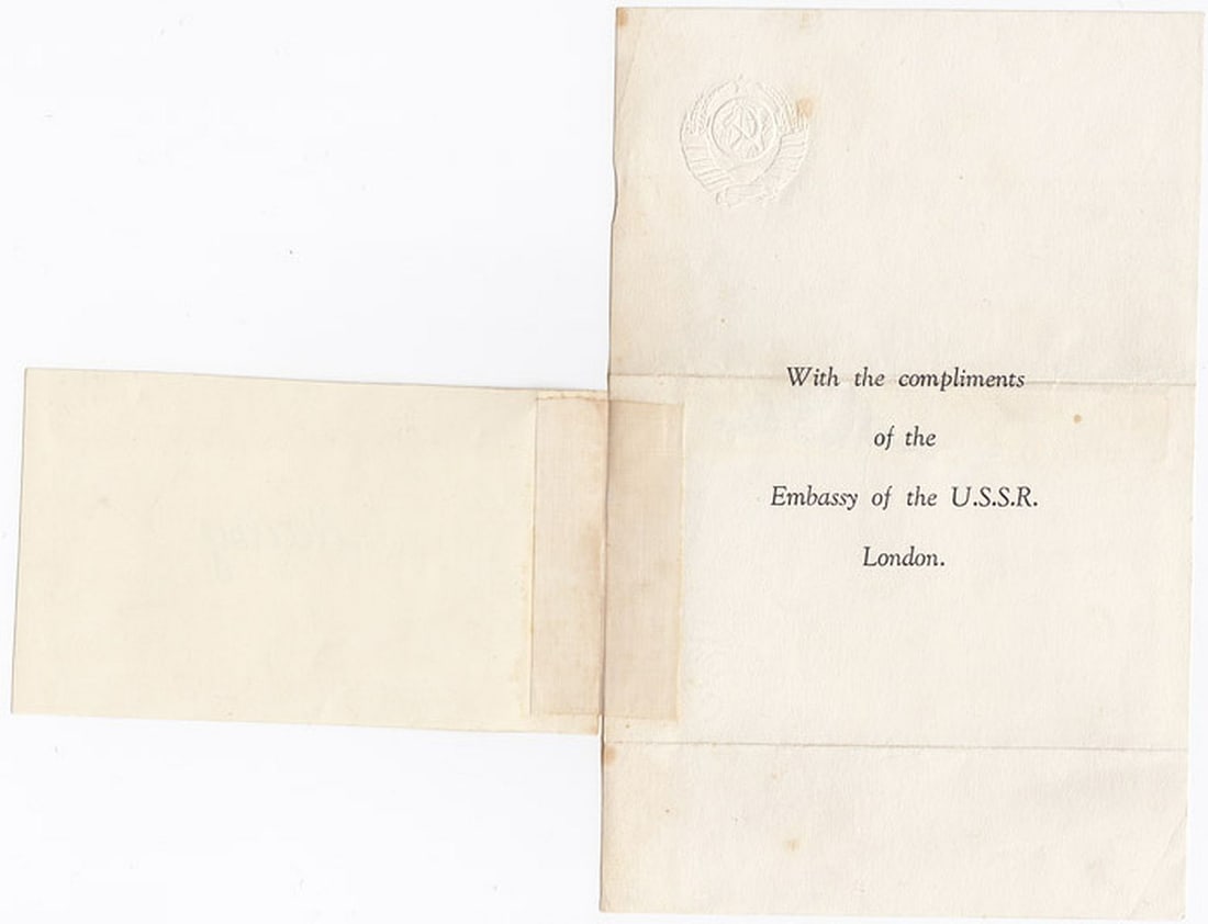 Ivan Maisky (U.S.S.R.) WWII signature on paper of the Soviet Ambassador to Britain - 2