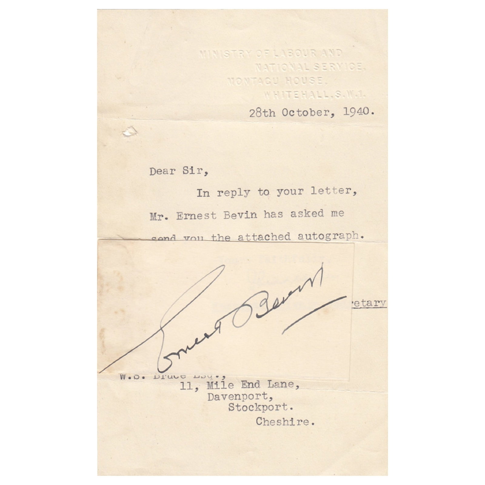 Norman Birkett (Great Britain) c.WWII signature on paper: British Politician and later a judge at the Nuremberg War Trials Medium Historical, Political and Famous