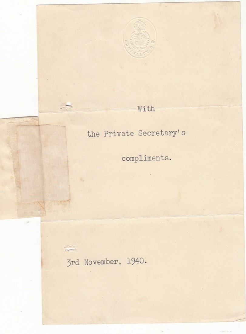 A.V. Alexander (Great Britain) WWII signature on embossed Admiralty note paper - 2