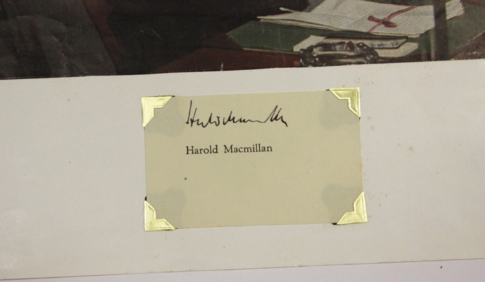 Harold Macmillan (Great Britain) WWII signature on printed name card - 2