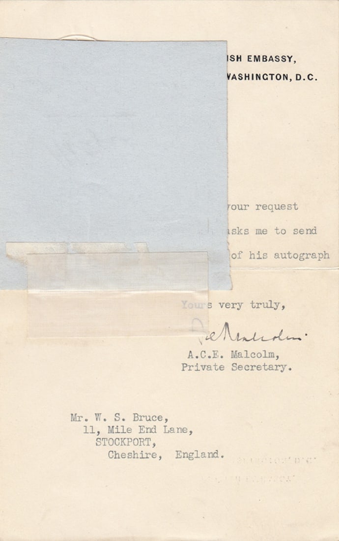 Viscount (Edward) Halifax (Great Britain) WWII signed "Halifax" on paper - 2