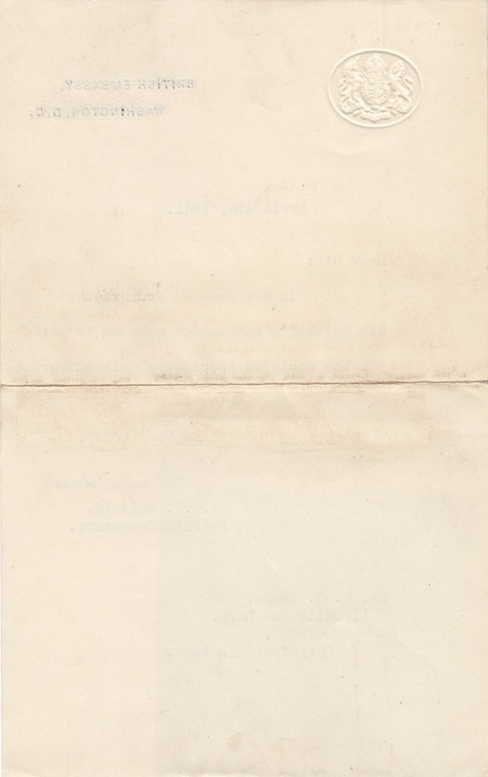 Viscount (Edward) Halifax (Great Britain) WWII signed "Halifax" on paper - 3