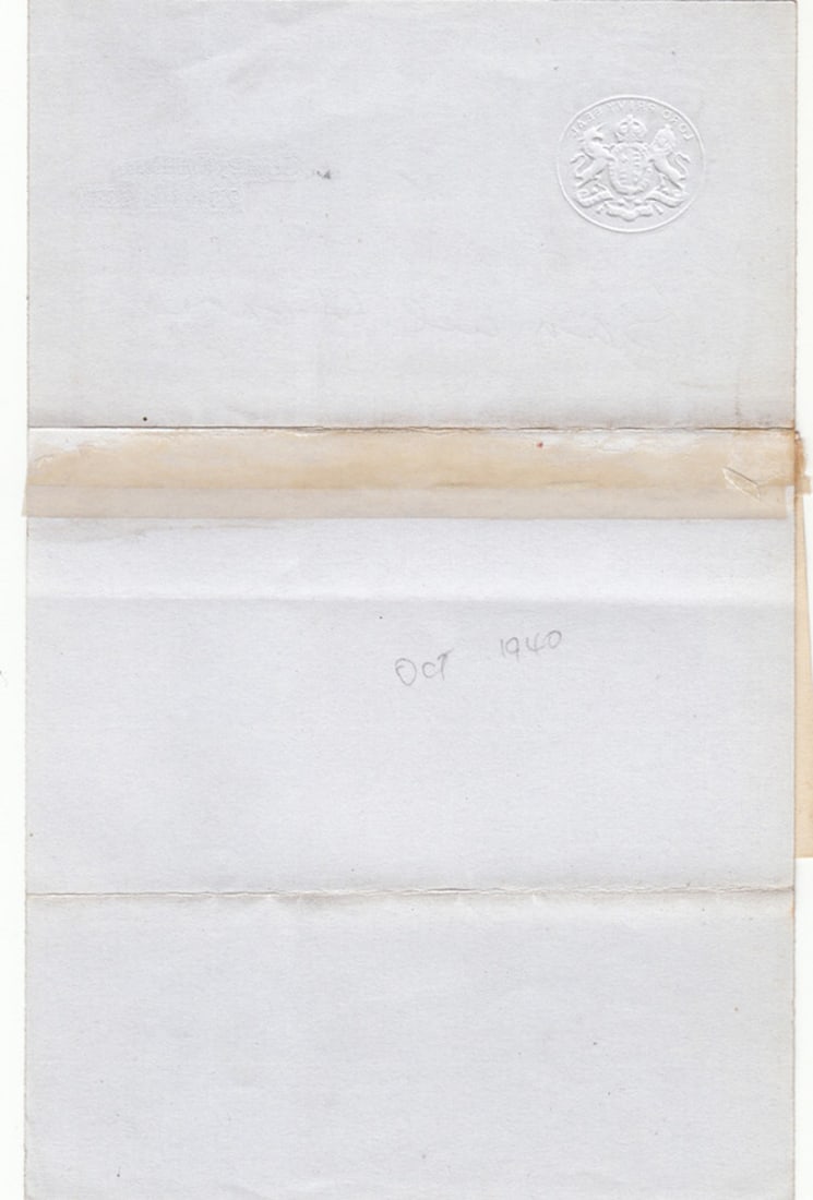 Samuel Hoare (Great Britain) WWII signature on embossed note paper of the Lord Privy Seal - 3