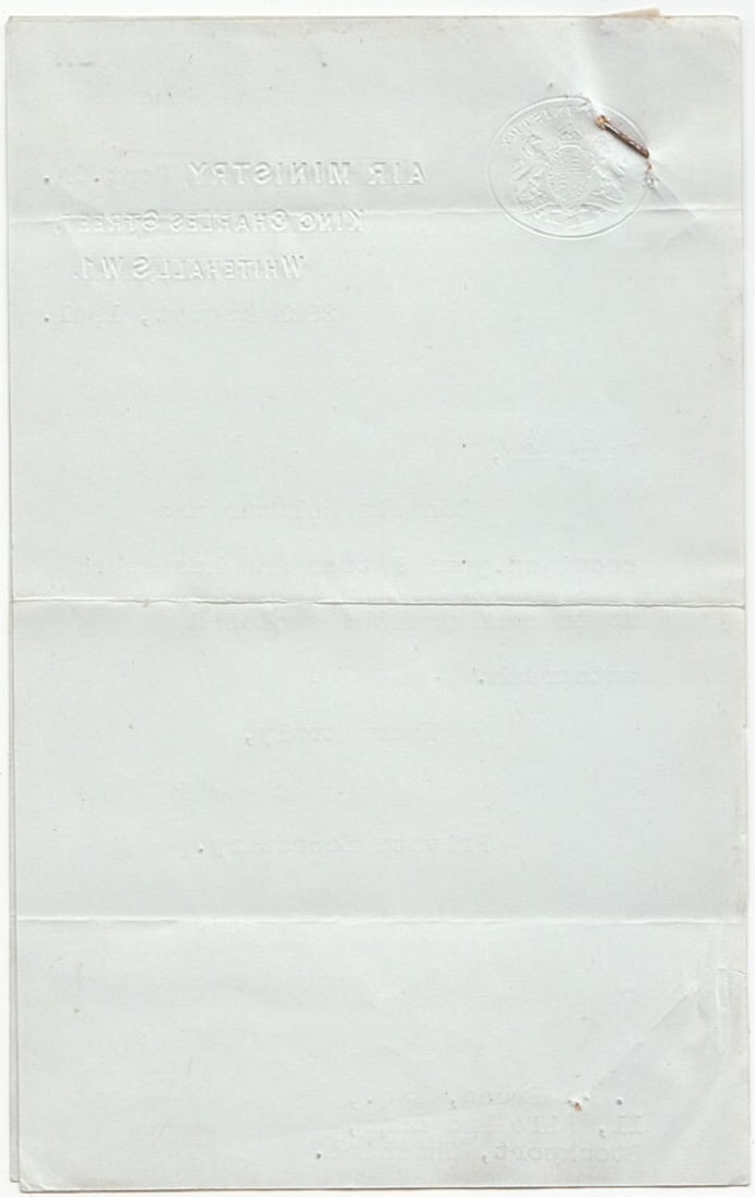 Captain Harold Balfour (Great Britain) Inter-War signature on paper dated August (19)27 - 2