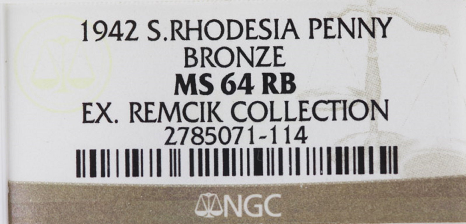 Southern Rhodesia 1942 Bronze Penny, NGC MS64RB (Pop 1) - 3
