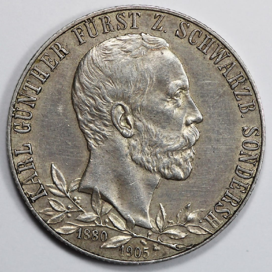 Schwarzburg - Sondershausen (German States) 1905 Silver 2 Mark, lightly toned about Uncirculated - 2