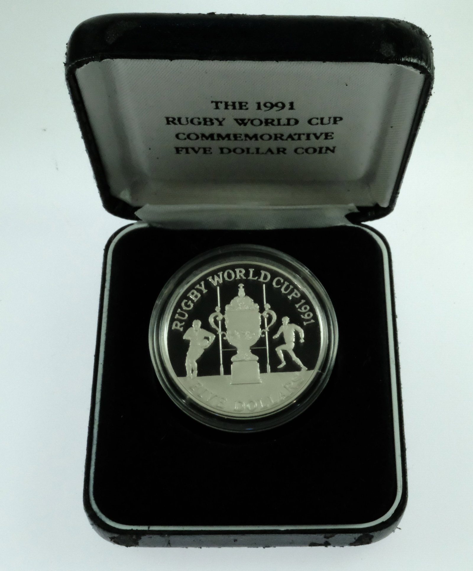 New Zealand 1991 'Rugby World Cup' Silver (925) Proof $5, FDC - 2