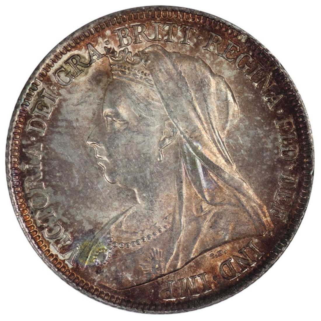 Great Britain 1897 Silver (925) Shilling, Gem with attractive old-world tone - 2