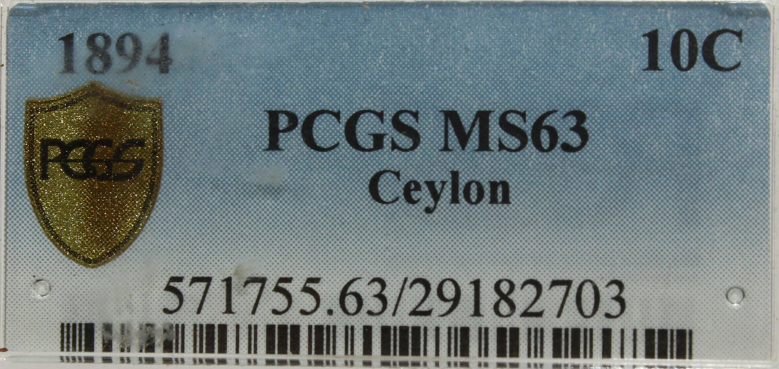 Ceylon 1894 10 Cent, PCGS MS63 - 2