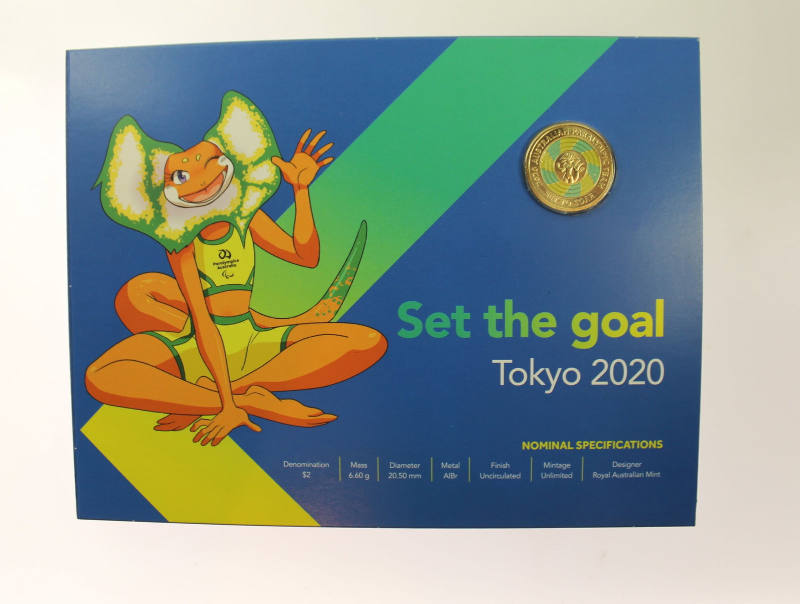 Australia 2020 'Tokyo Paralympics - Set the Goal' Coloured Al-Br $2, Uncirculated (10 coins) - 2