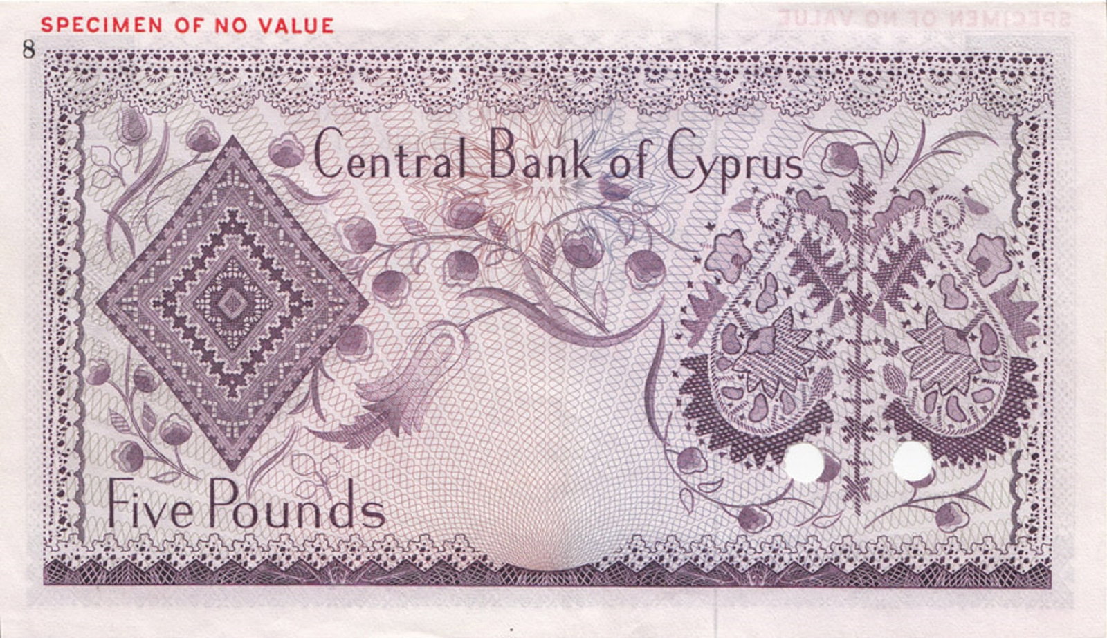 Cyprus £5 'Specimen (1966), about Uncirculated OPQ - 2