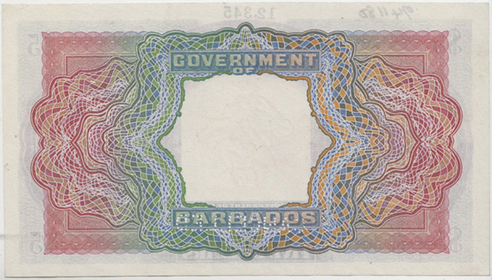 Barbados 'Specimen' $5 (1939), about Extremely Fine - 2